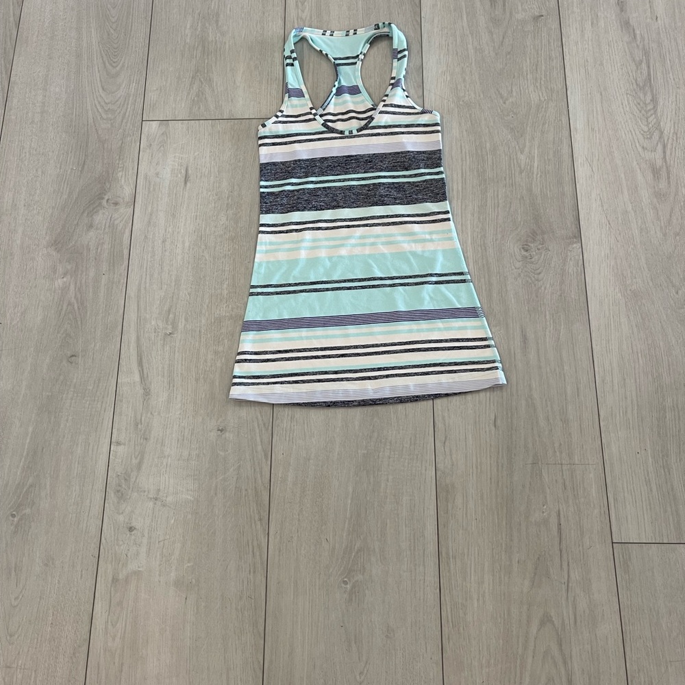 lululemon athletica Striped Racerback Tank - Mint and Gray